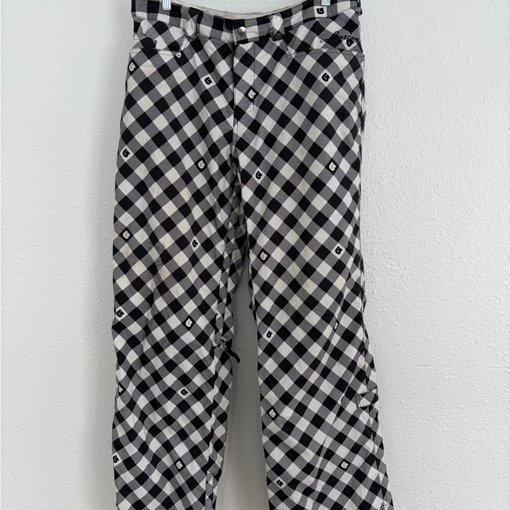 Burton Black and White Checkered Womens Ski and Snowboard Pants